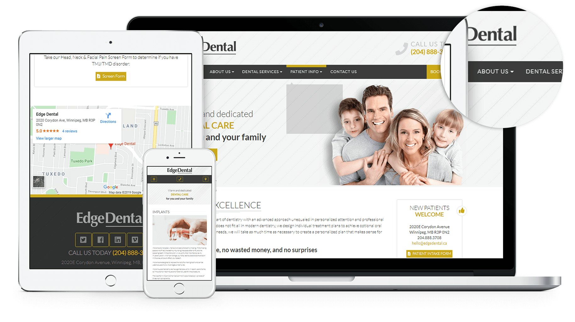 We have just launched a brand new dental website for our client in Winnipeg called Edge Dental. The website is very catchy with lots of useful information