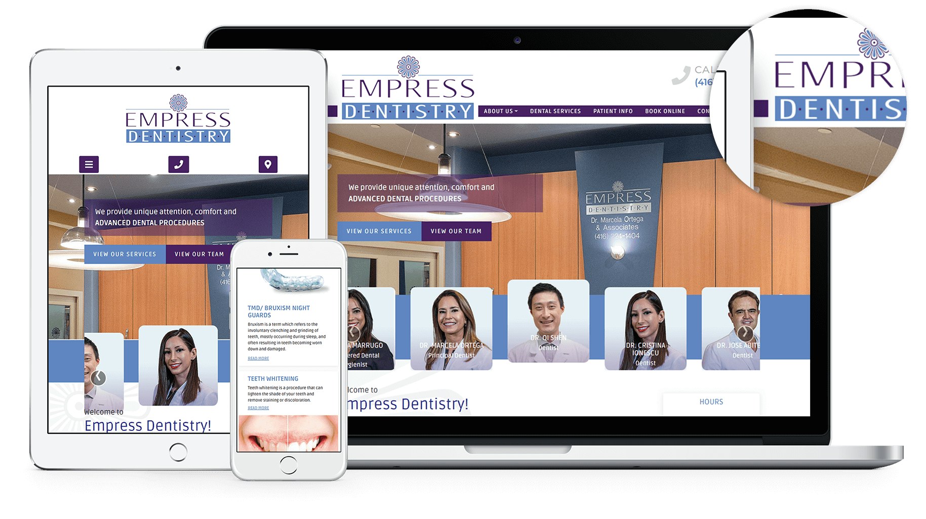 A newly revamped dental website for Empress Dentistry. The new website is interactive and gives better access to Dental procedures.