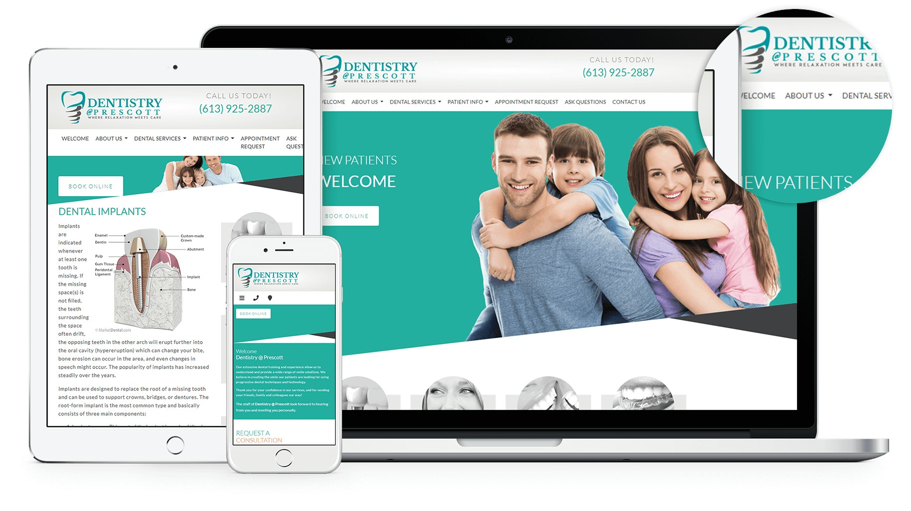 Dentistry at Prescott in Prescott, Ontario needed an updated and freshened website as the previous one had become out of date