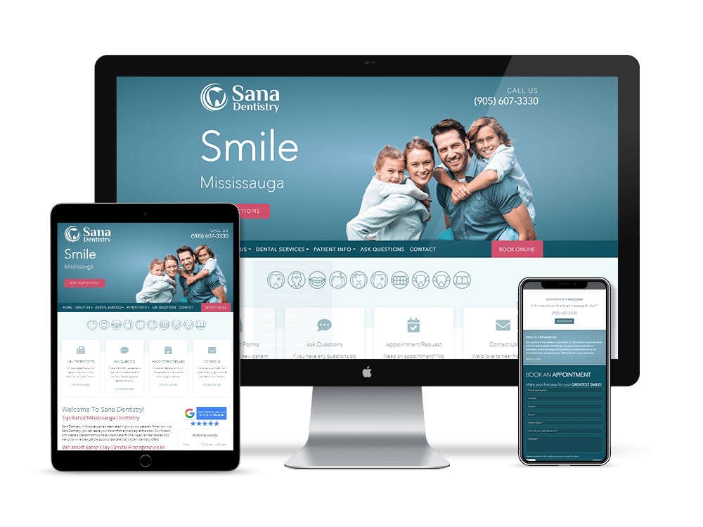 Sana Dentistry's new website is complete. Custom dental websites, dental marketing, and SEO for dentists and dental professionals