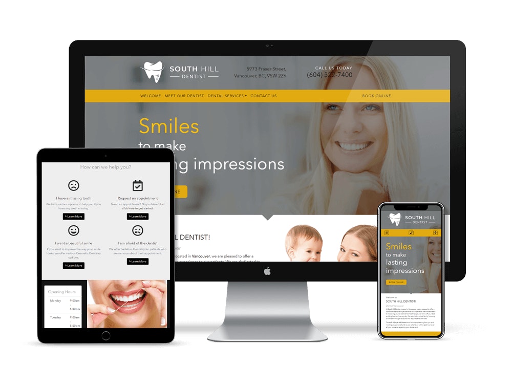 Custom dental websites and SEO for dentists and dental professionals. We crafted a fresh impressive design for South Hill Dentist